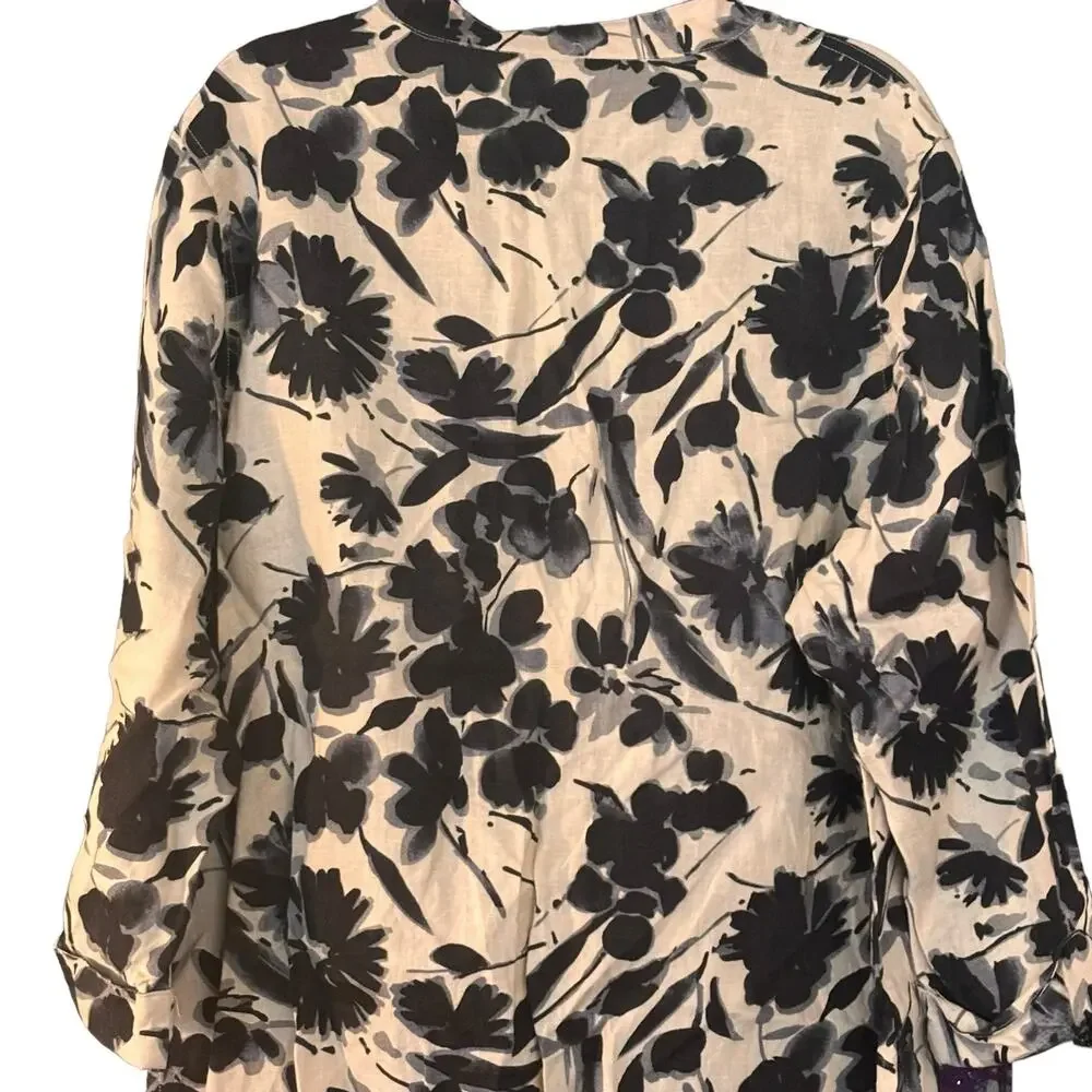 Alexandra Bartlett 100% Linen Woman’s 2X Button Up Tunic Top Blouse 3/4 Sleeve - Picture 9 of 10
